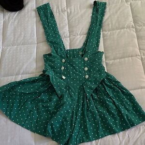 Bright Teal Polka Dot Straps Vintage Cute